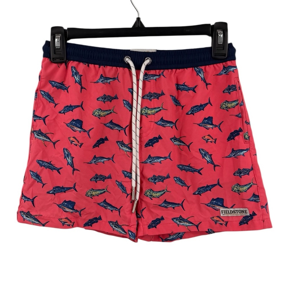 Fieldstone Boys Athletic Shorts Fish Printed Size Youth Medium Salmon Coral